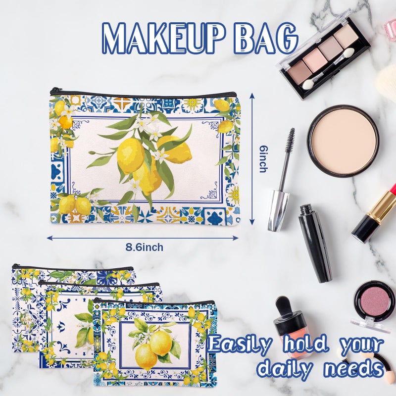 Sitsink Amalfi Coast Souvenir Makeup Bags - Italy Travel Gifts Lemon Themed Party Gifts Accessories Amalfi Coast Boho Cosmetic Bags for Women Bachelorette Besties Bridesmaid - Image 4
